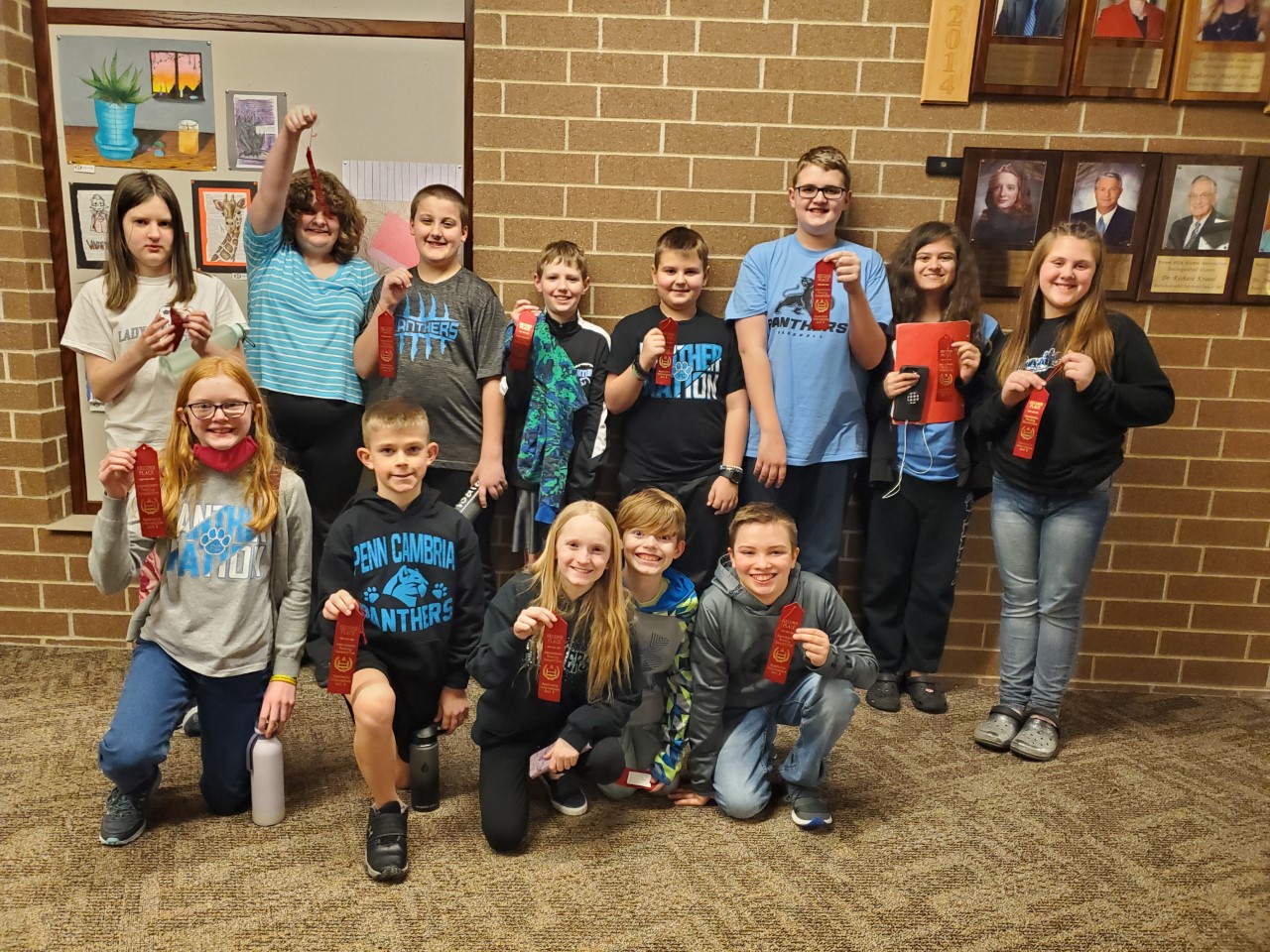 Our 5th and 6th grade reading competition team with their 2nd place ribbons.