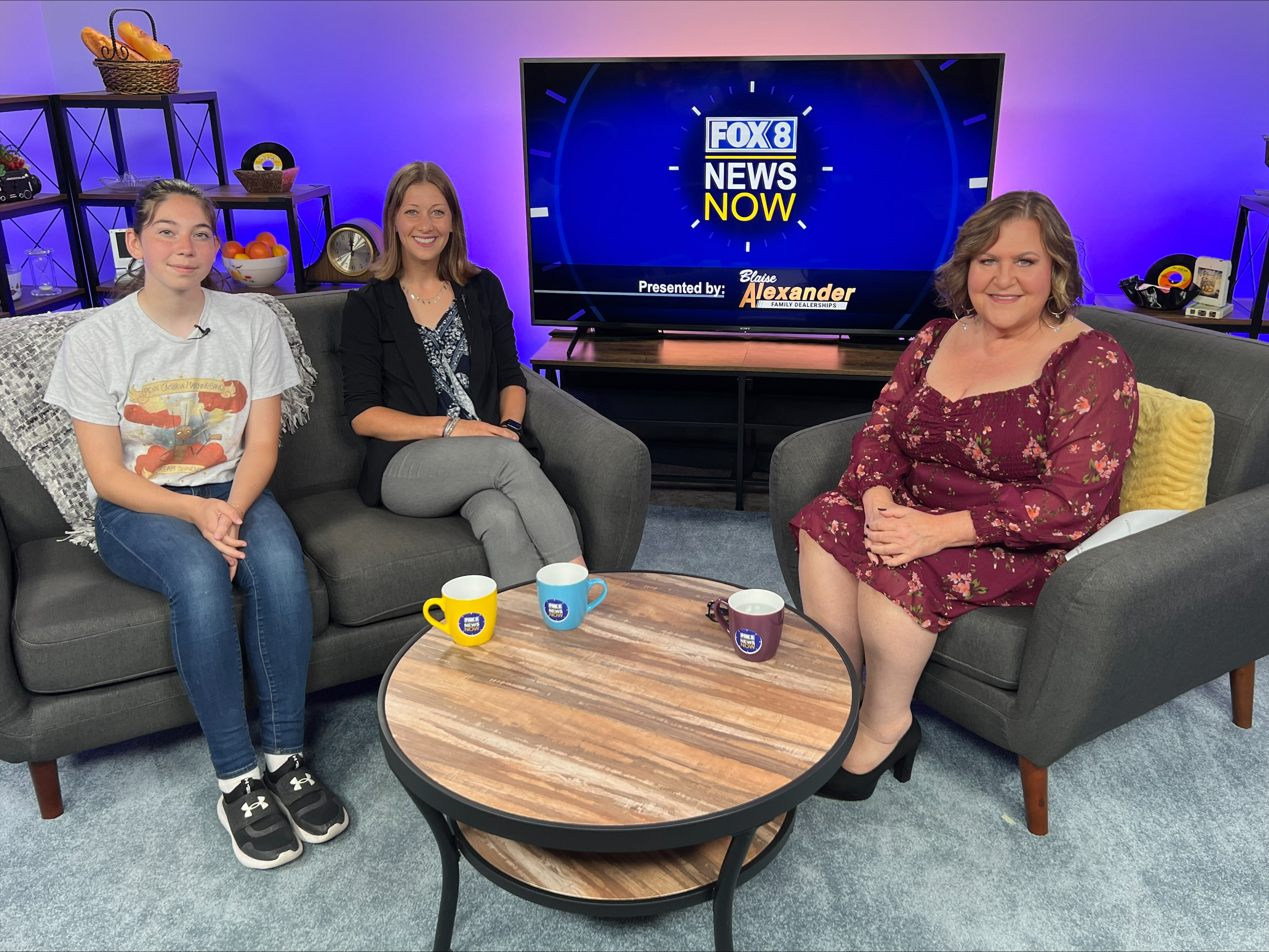 Mrs. Stombaugh and Mya W. were featured on Fox 8 news in Johnstown to promote the upcoming Marching Band Festival at Veterans Park in Cresson on Sunday, August 27th.