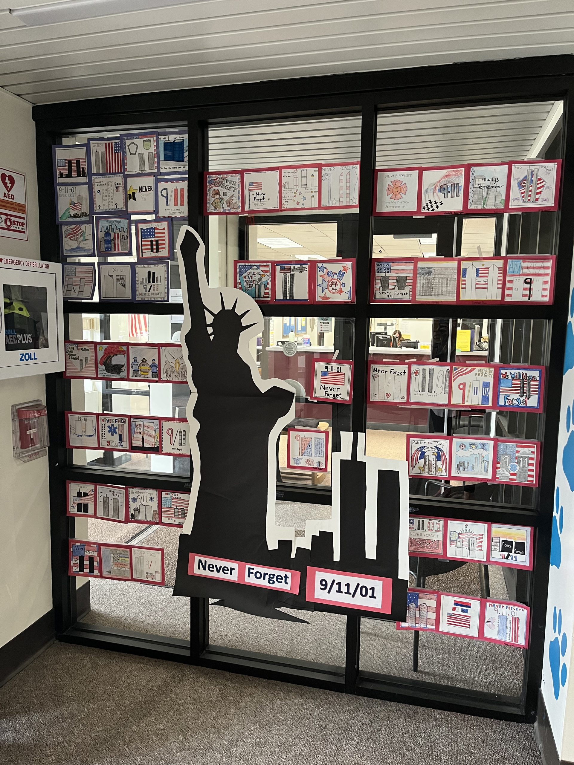 Mrs. Heverly’s Creativity and Community Arts students created a 9/11 display that was placed in the High School lobby.